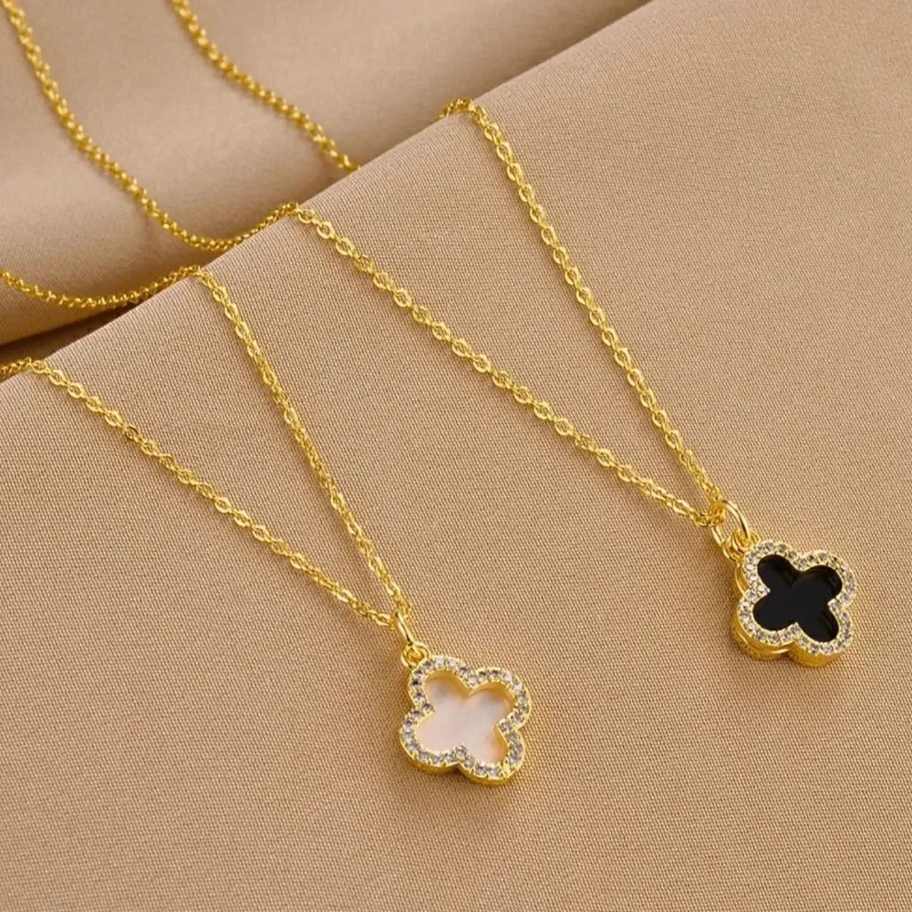 Black Onyx Clover Necklace
